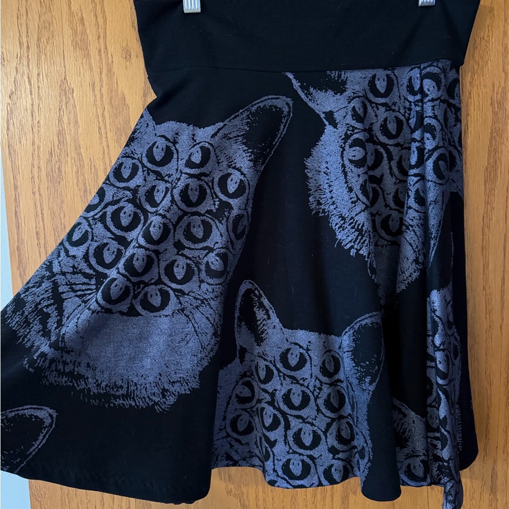 Black and Silver Cat Patterned Skirt